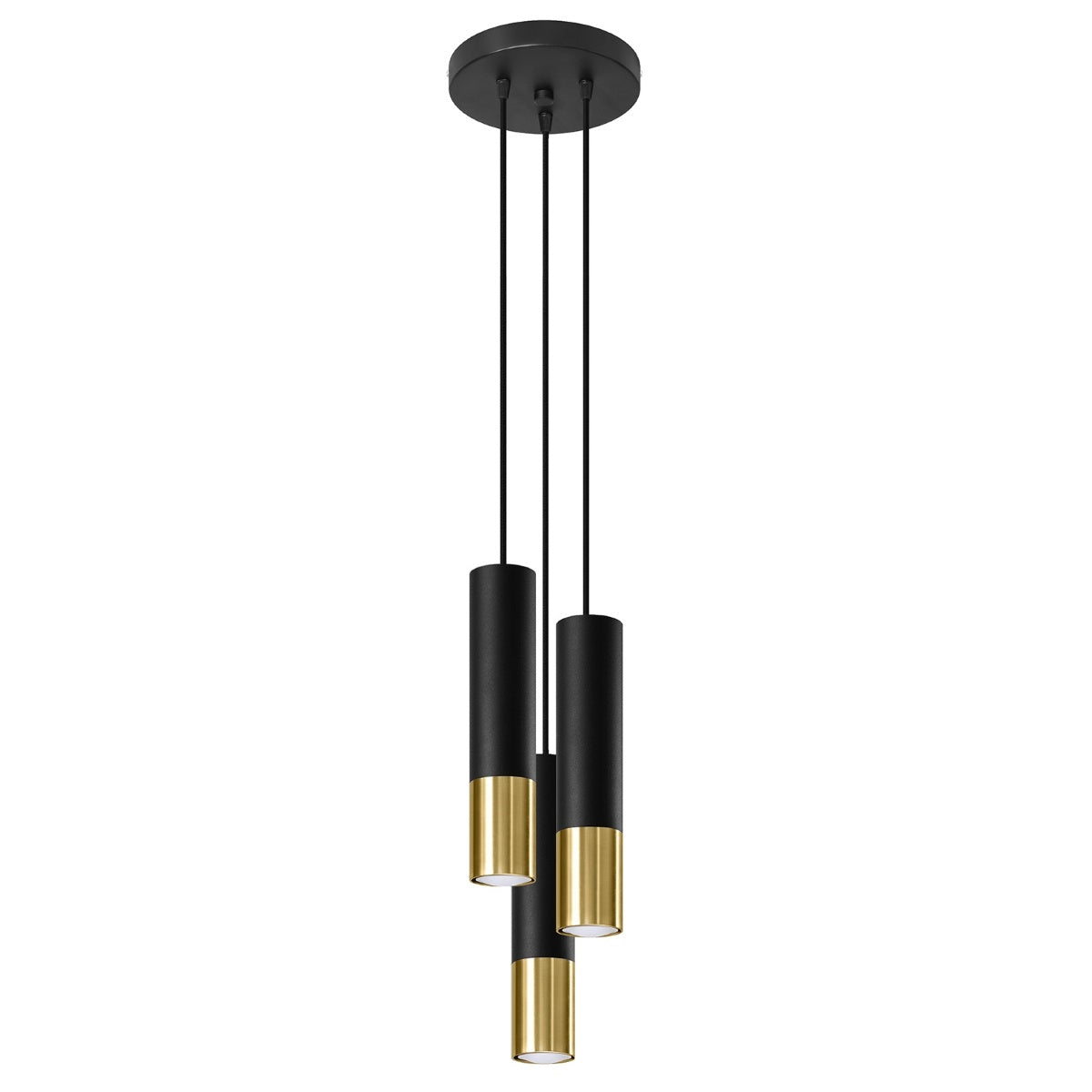 Sollux hanglamp Loopez - 3 lichts - 20 x 90  cm - zwart goud