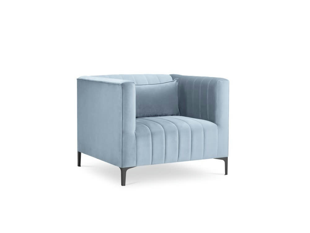 ANNITE - Fauteuil en velours bleu clair