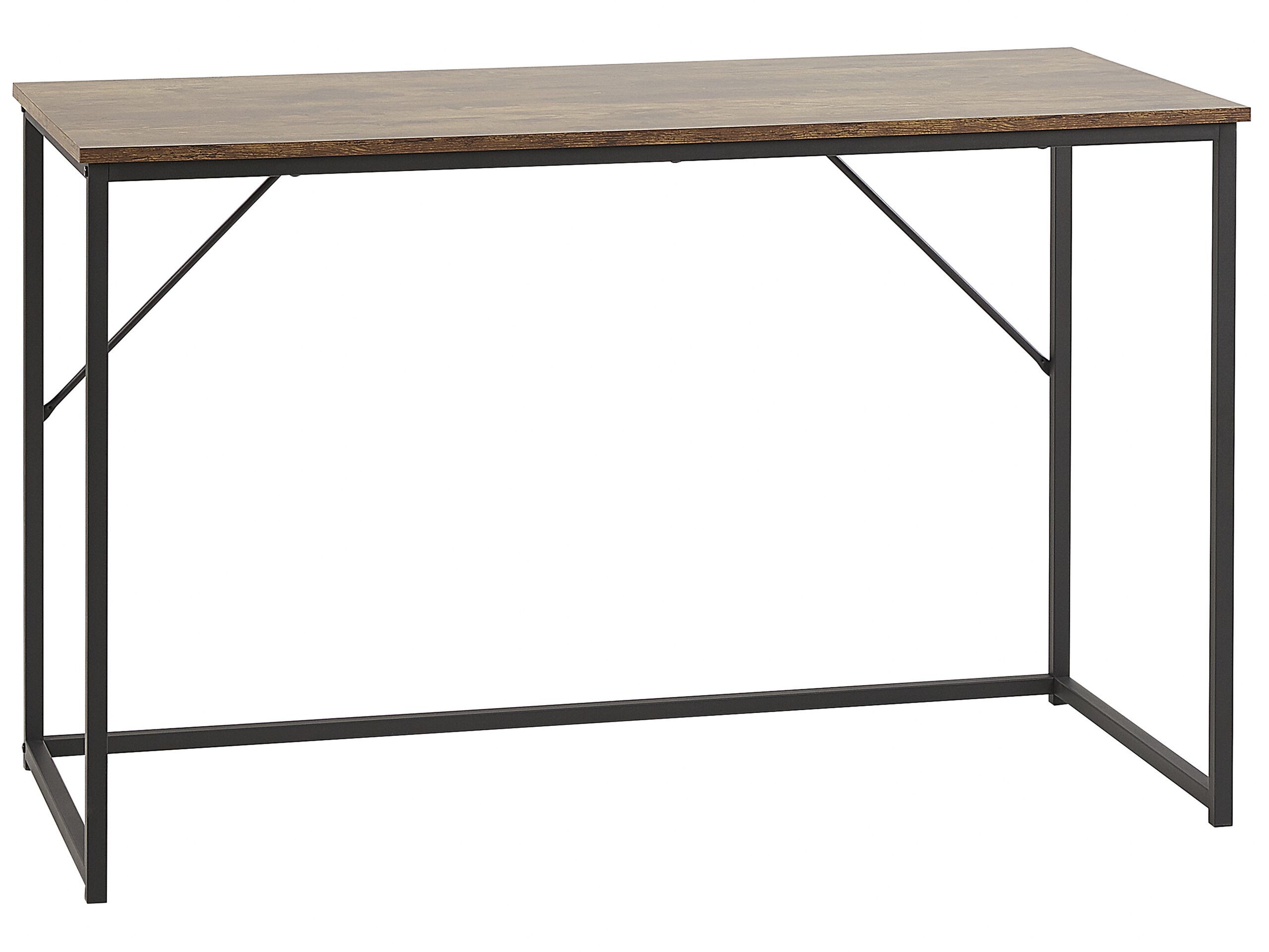 Biurko domowe 120 x 55 ciemne drewno metalowa rama
