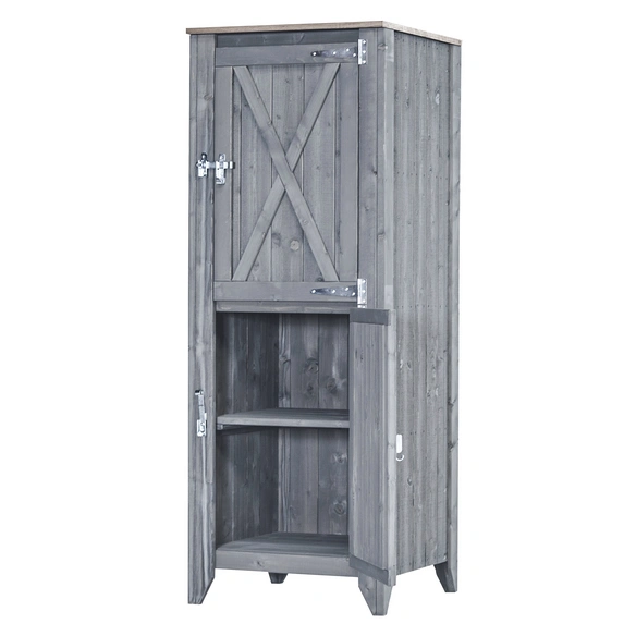 Hochschrank »Typ 564«, für Outdoorküche, Holz, hellgrau, 2 Fachböden