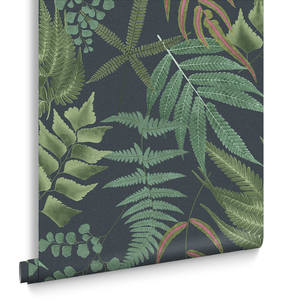 Graham & Brown Vliesbehang - Midsummer Fern Navy - 10mx52cm
