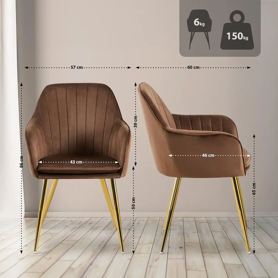 CLP Eetkamerstoel Cheryl goud Frame - Metaal - bruin