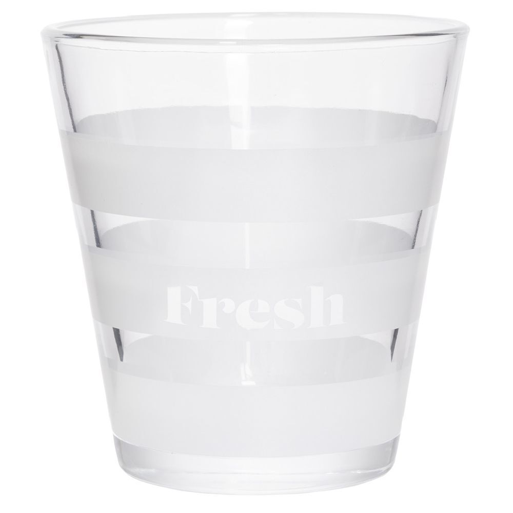 Gobelet bas conique transparent rayure blanche 25cl x3 - Ø8,4 x H8 cm