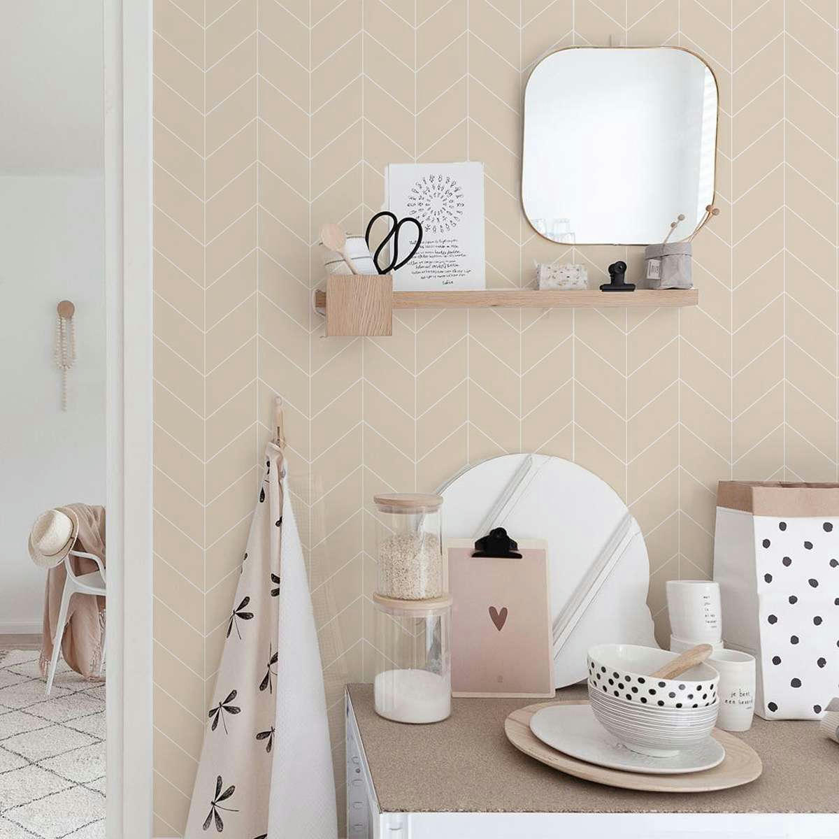 ARROWS - Papier peint vinyle adhésif flèches sable 50x300 cm