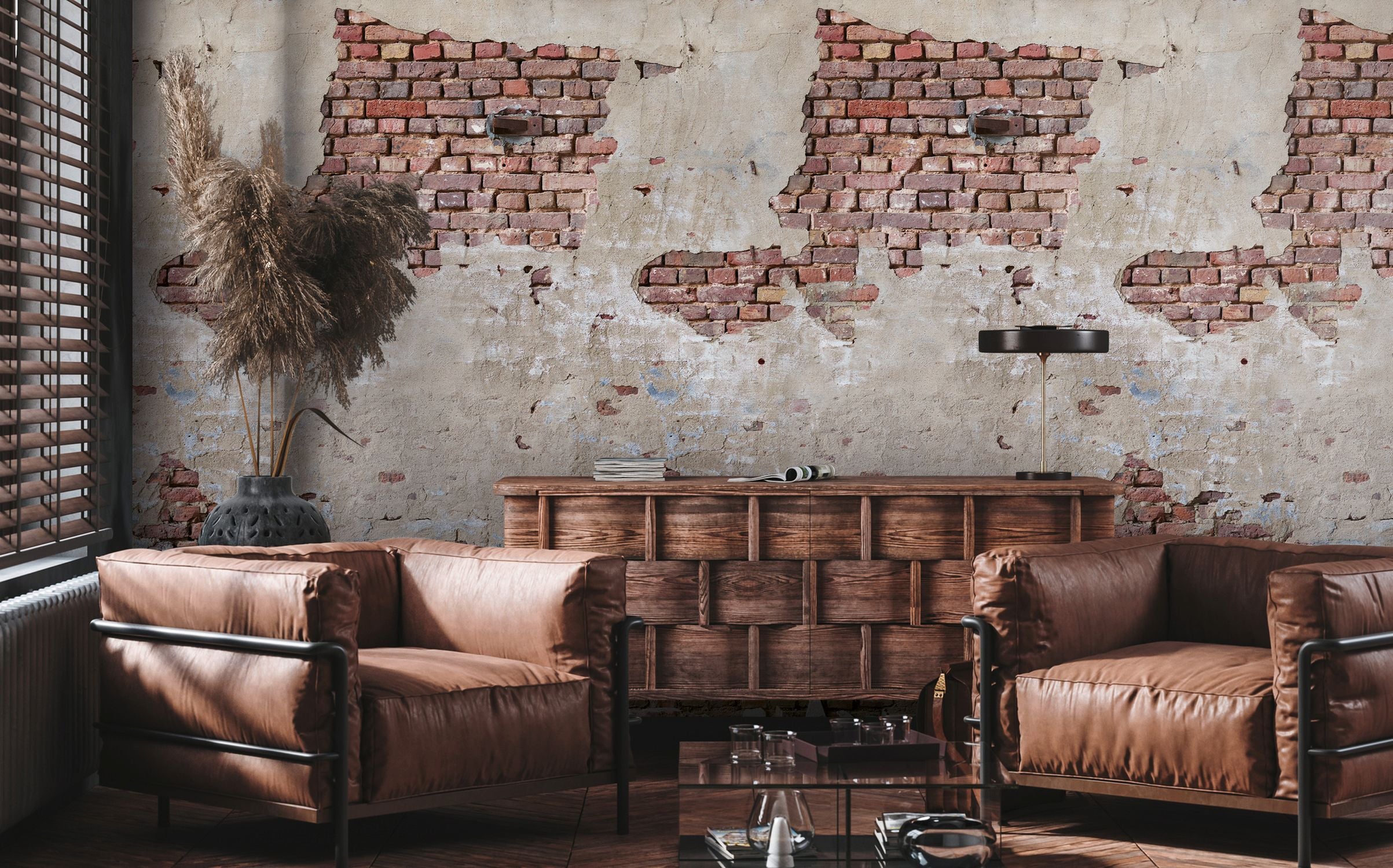 Livingwalls fotobehang steen beige, rood, bruin en crème - 159 x 280 cm - AS-392561