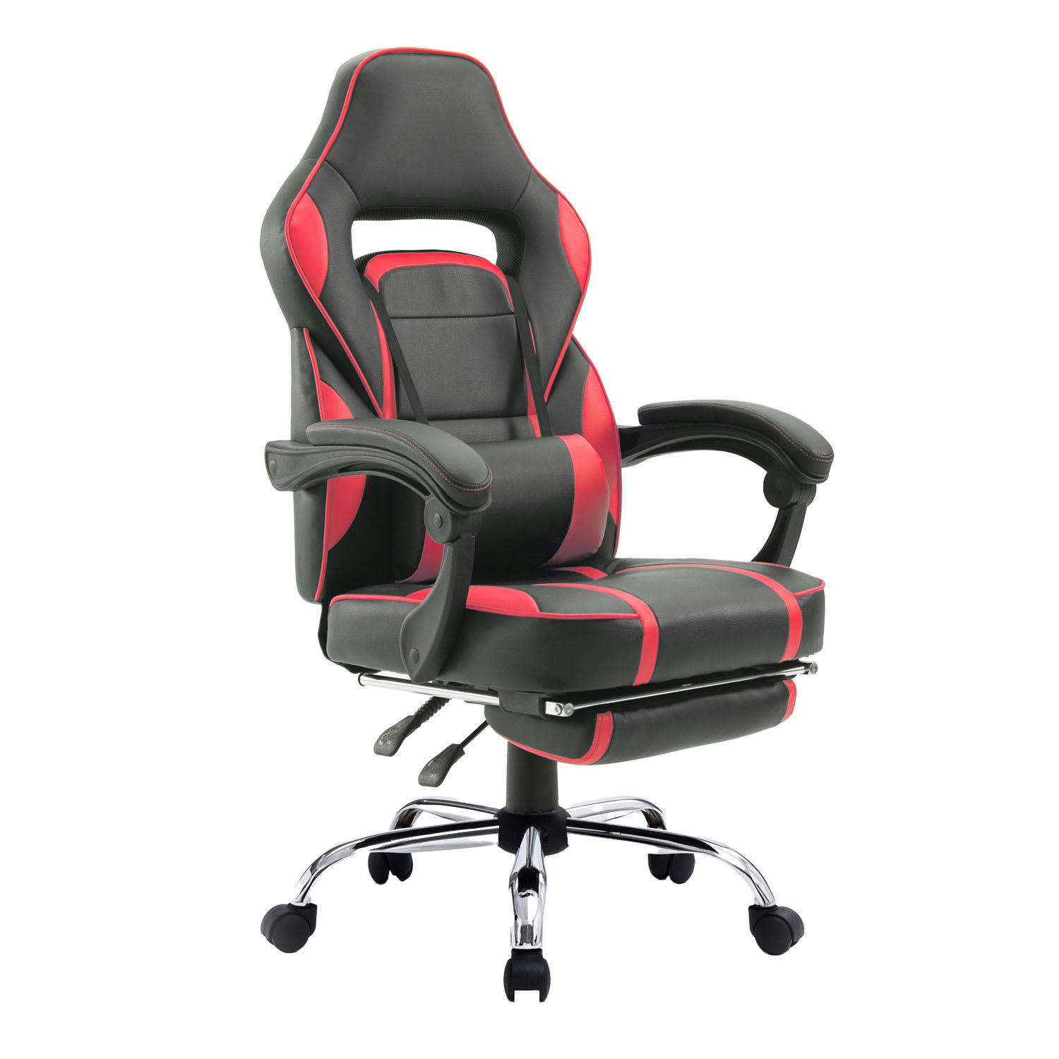 LINK - Fauteuil de bureau gamer en simili cuir noir et rouge