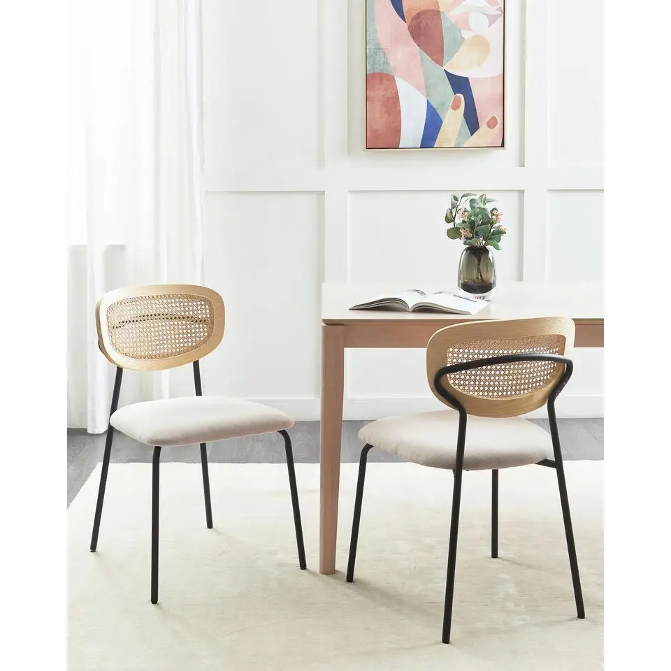 MAYETTA - Eetkamerstoel set van 2 - Lichtbeige - Polyester