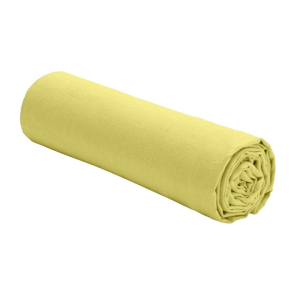 - Drap housse 2 personnes en lin français - lin lavé vert 140x190 cm