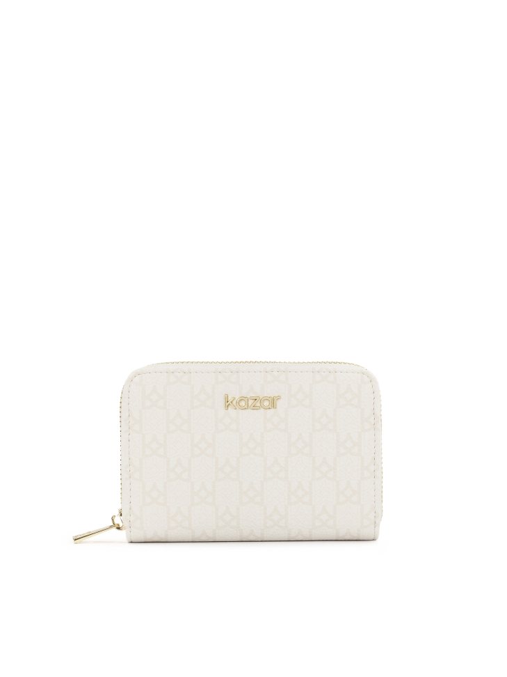 Patterned small wallet made of natural leather