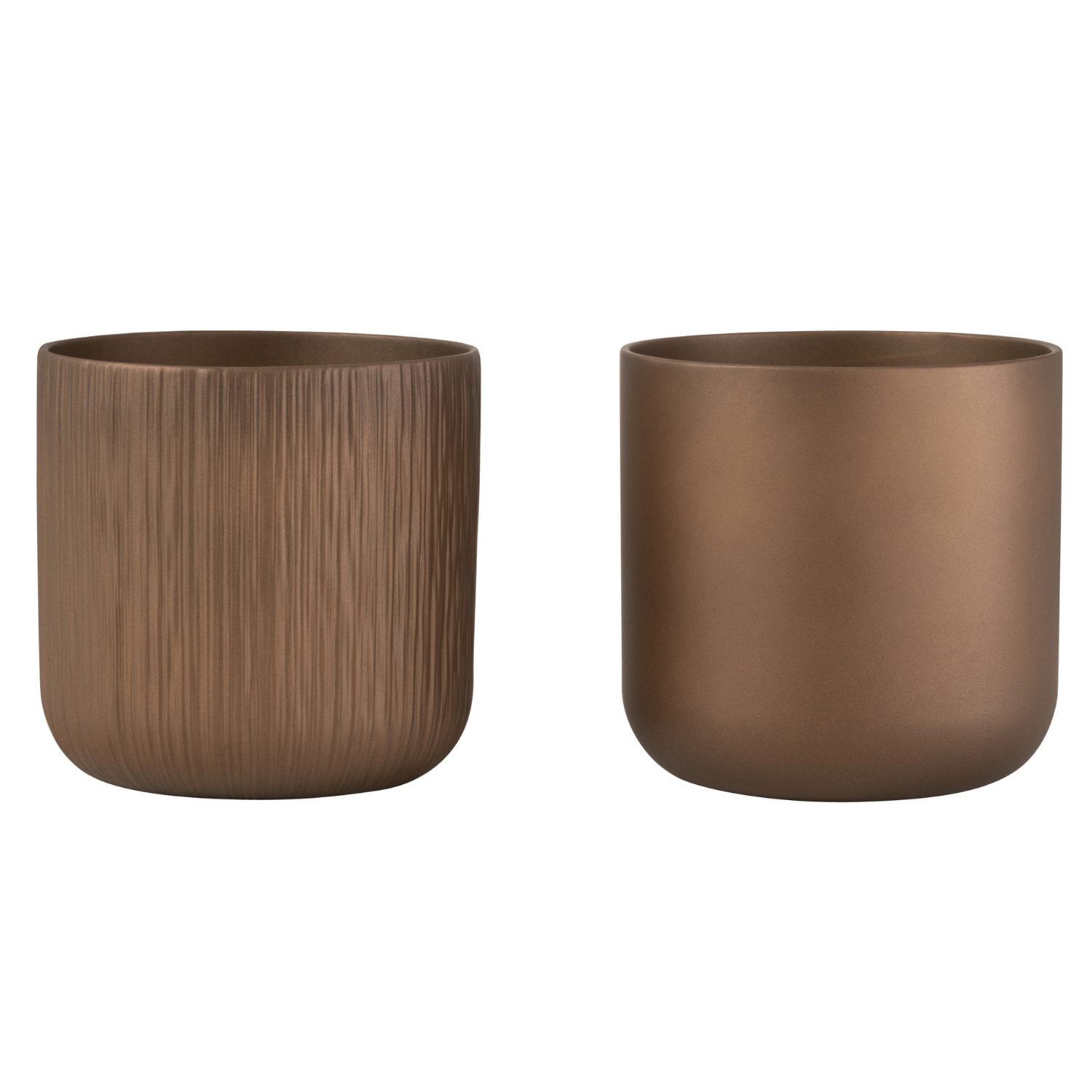 J-Line bloempot Gen - keramiek - goud/koper - large - 2 stuks - Ø 18.5 cm