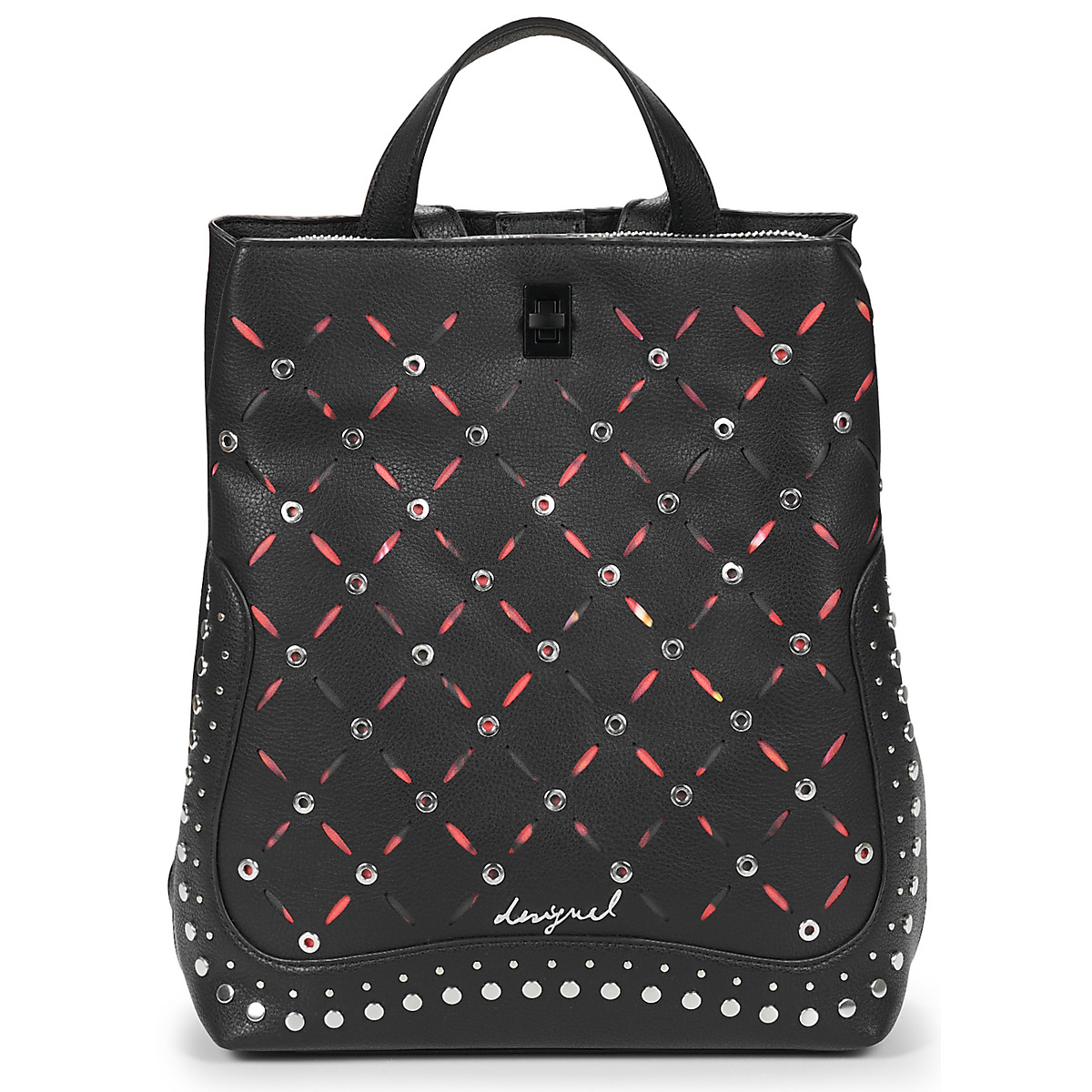 Desigual - BACKPACK YANKEE METAL PATCH SUMY MINI - Black / Red