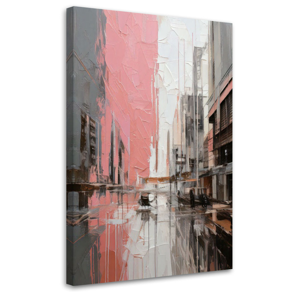 Feeby Obraz do sypialni, Miasto Abstrakcja Bezowa Nowoczesna 40x60