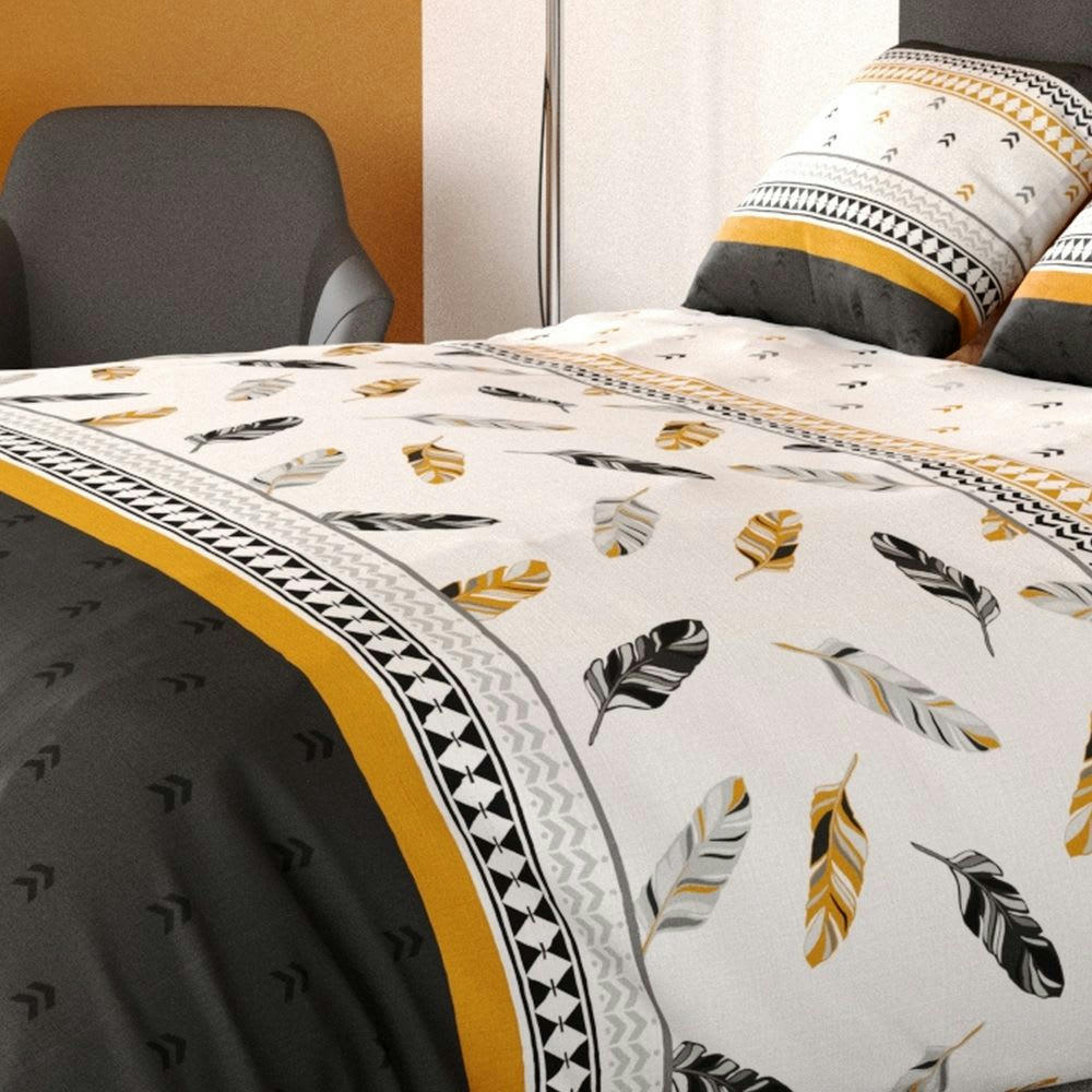 - Parure de lit 2 places coton à motifs 240x260 cm