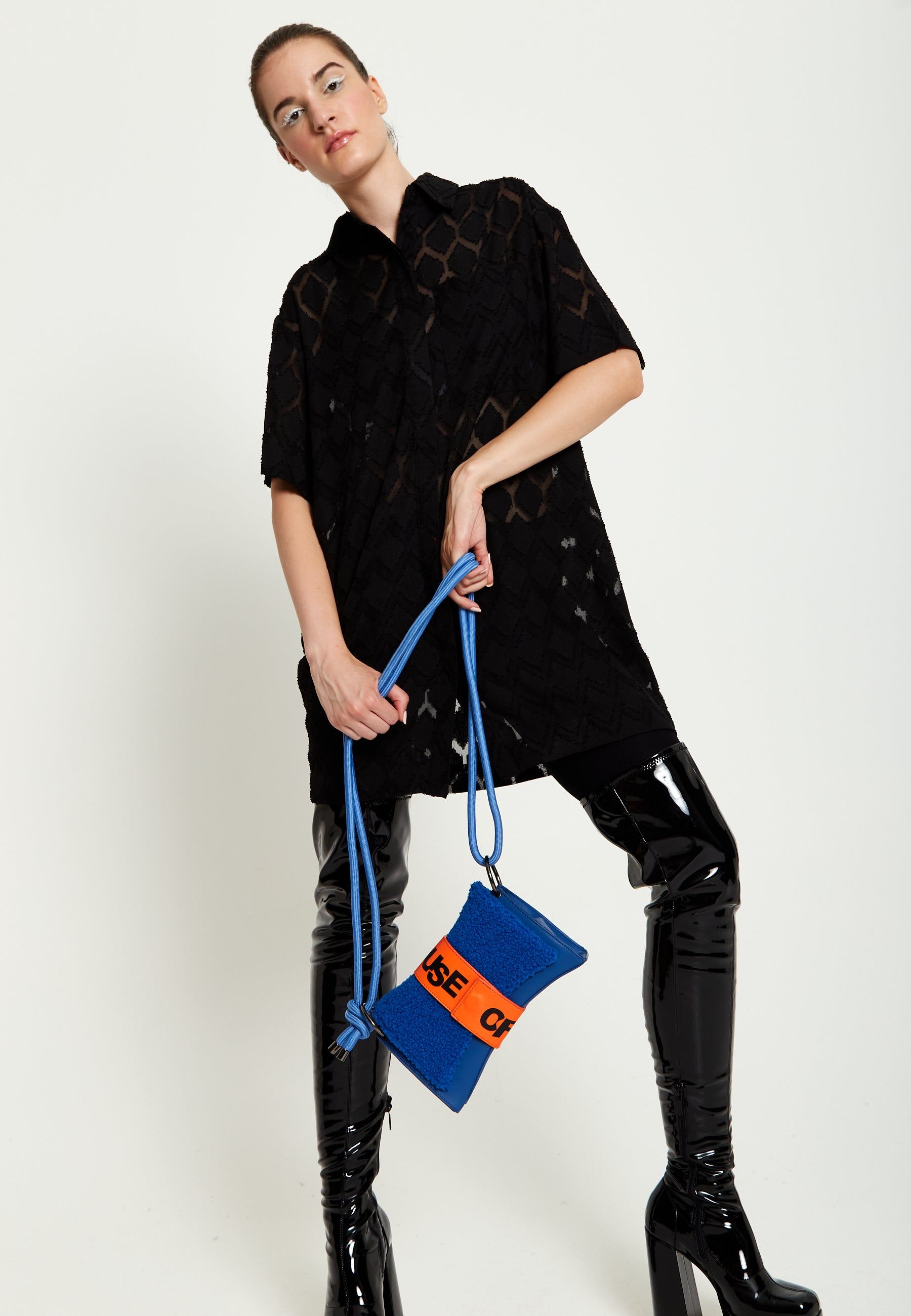 House of Holland Cross Body Bag In Teddy Dark Blue And Orange