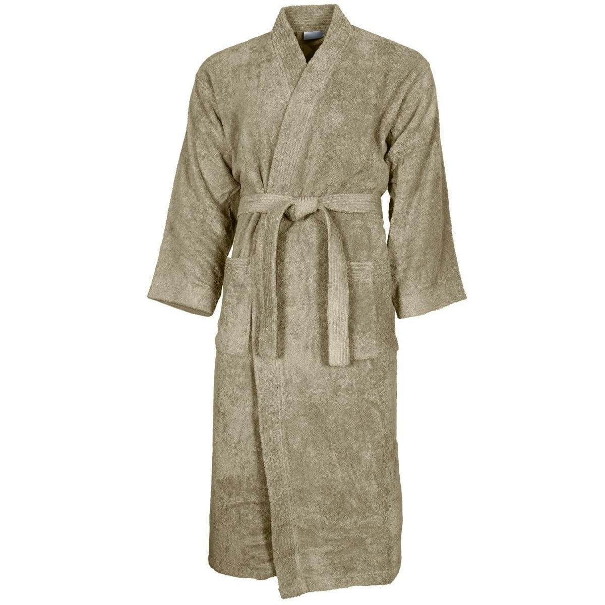 LUXURY - Peignoir col kimono en coton  Mastic XL