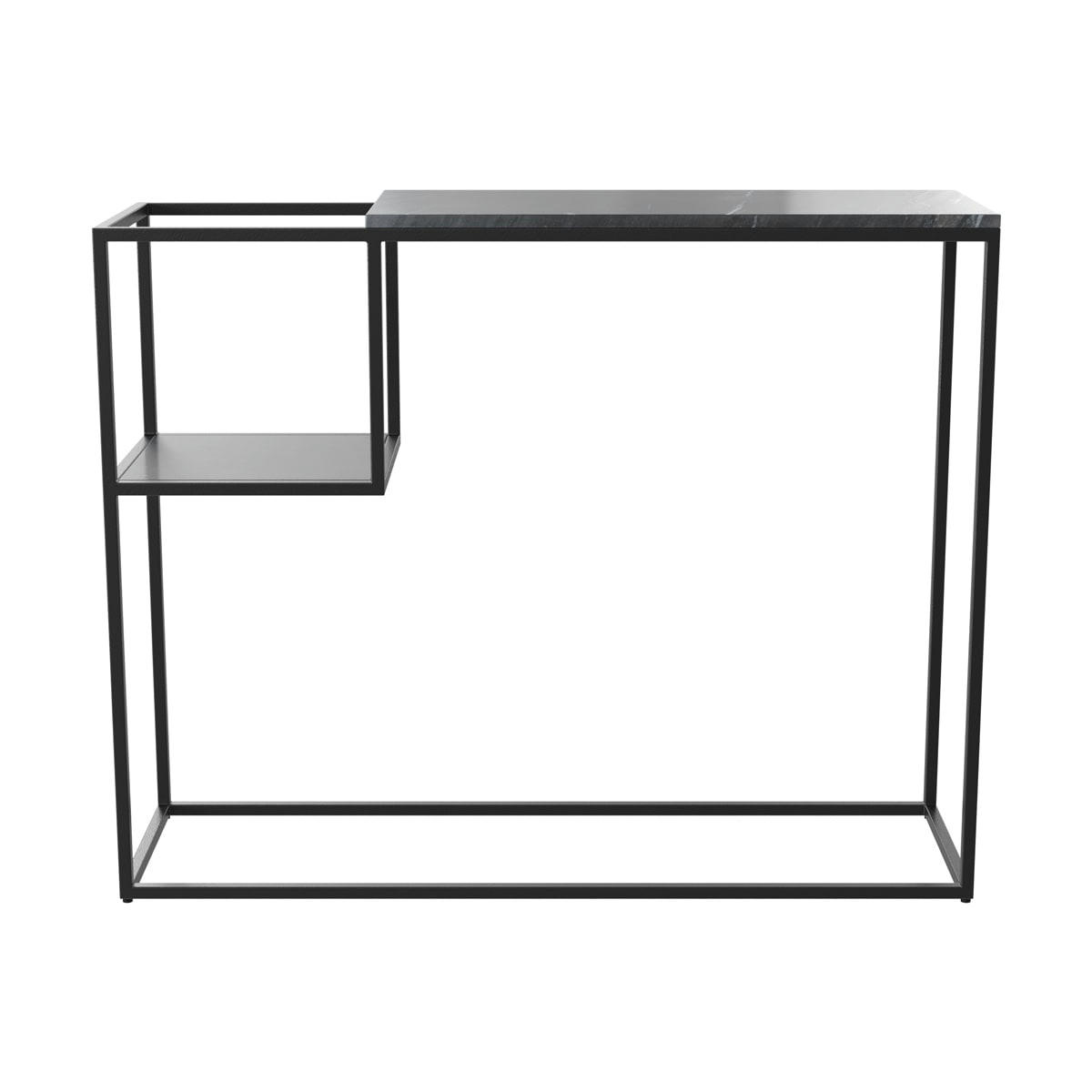 FLOKI - Console noire en marbre et pieds en métal