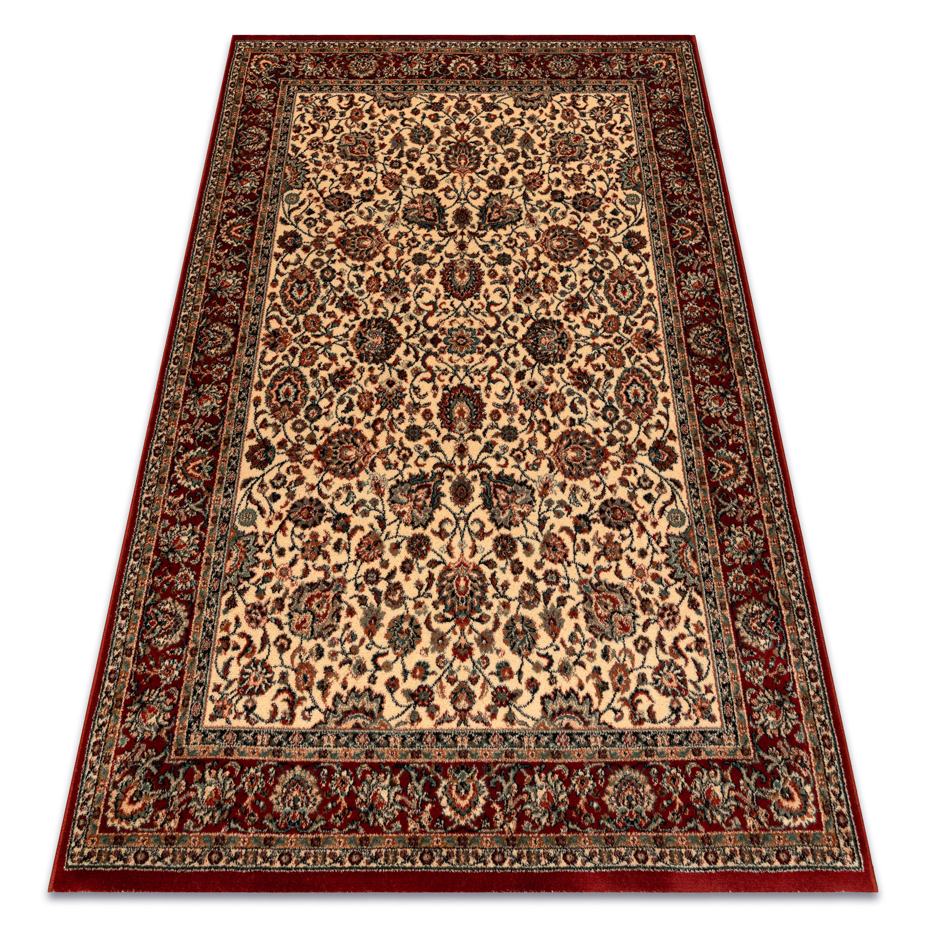 Dywan wełniany KASHQAI 4362 102 ornament beż / bordo 67x130 cm