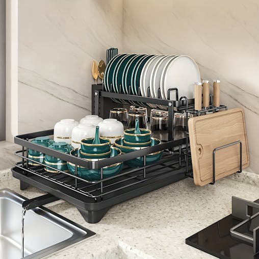 NNETM Double-Layer Kitchen Sink Drain Rack