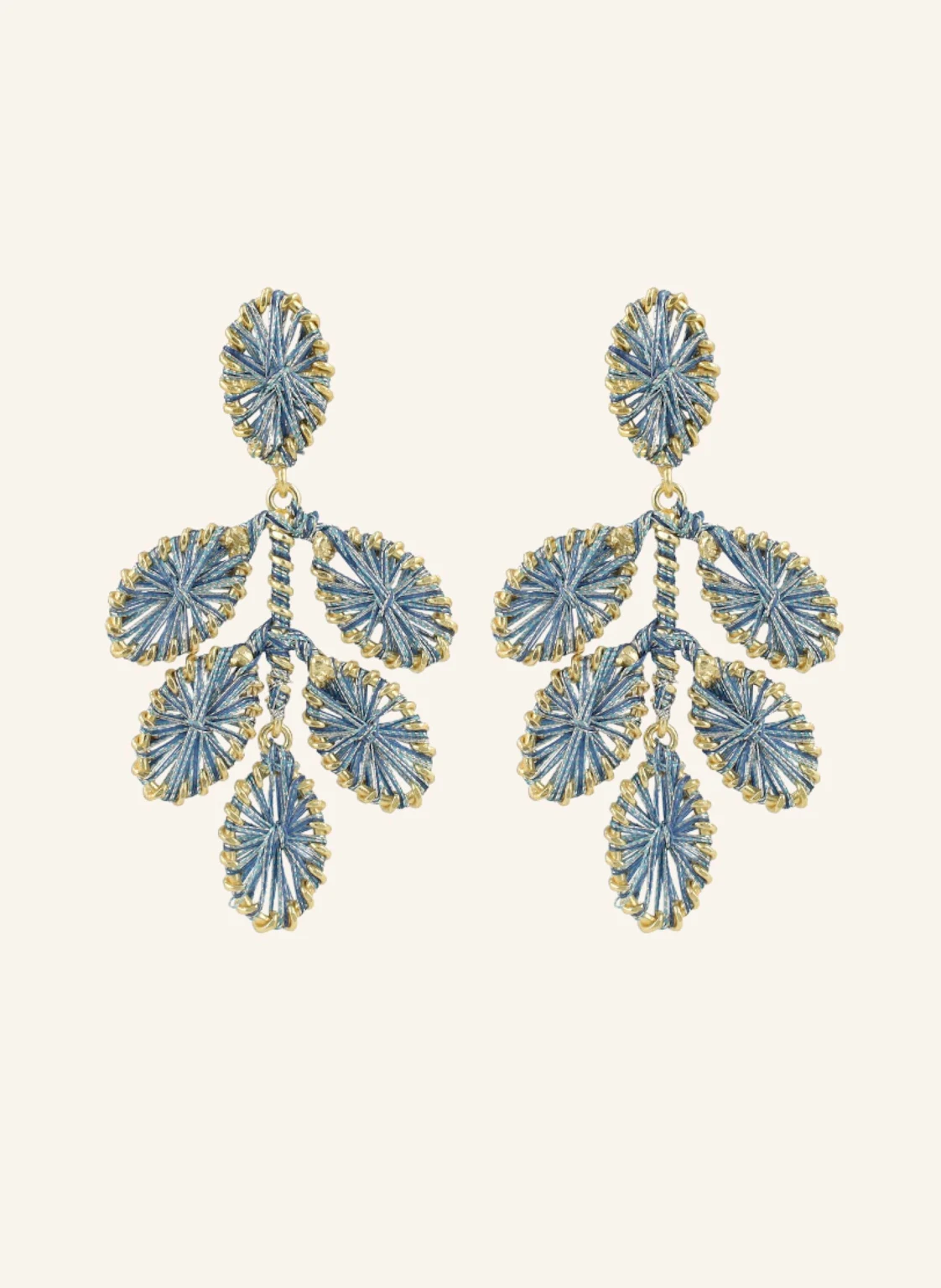 LOTT.gioielli Ohrhänger BEATRICE FLOWER LEAFS EARRING M TEAL BLUE by GLAMBOU