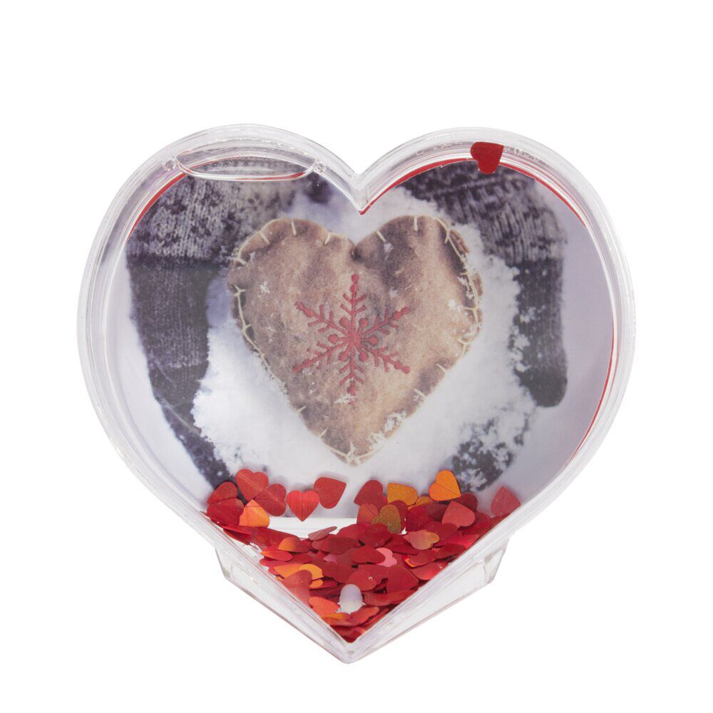 Boule à neige personnalisable forme coeur en verre 9,5x9,5cm