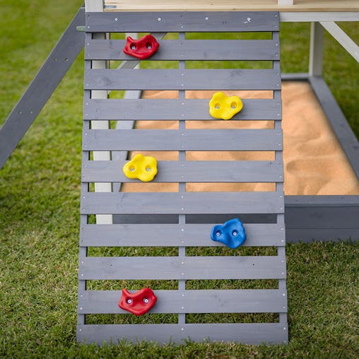 NNEMB Wooden Tower Cubby House with Slide-Sandpit-Climbing Wall-Noughts & Crosses