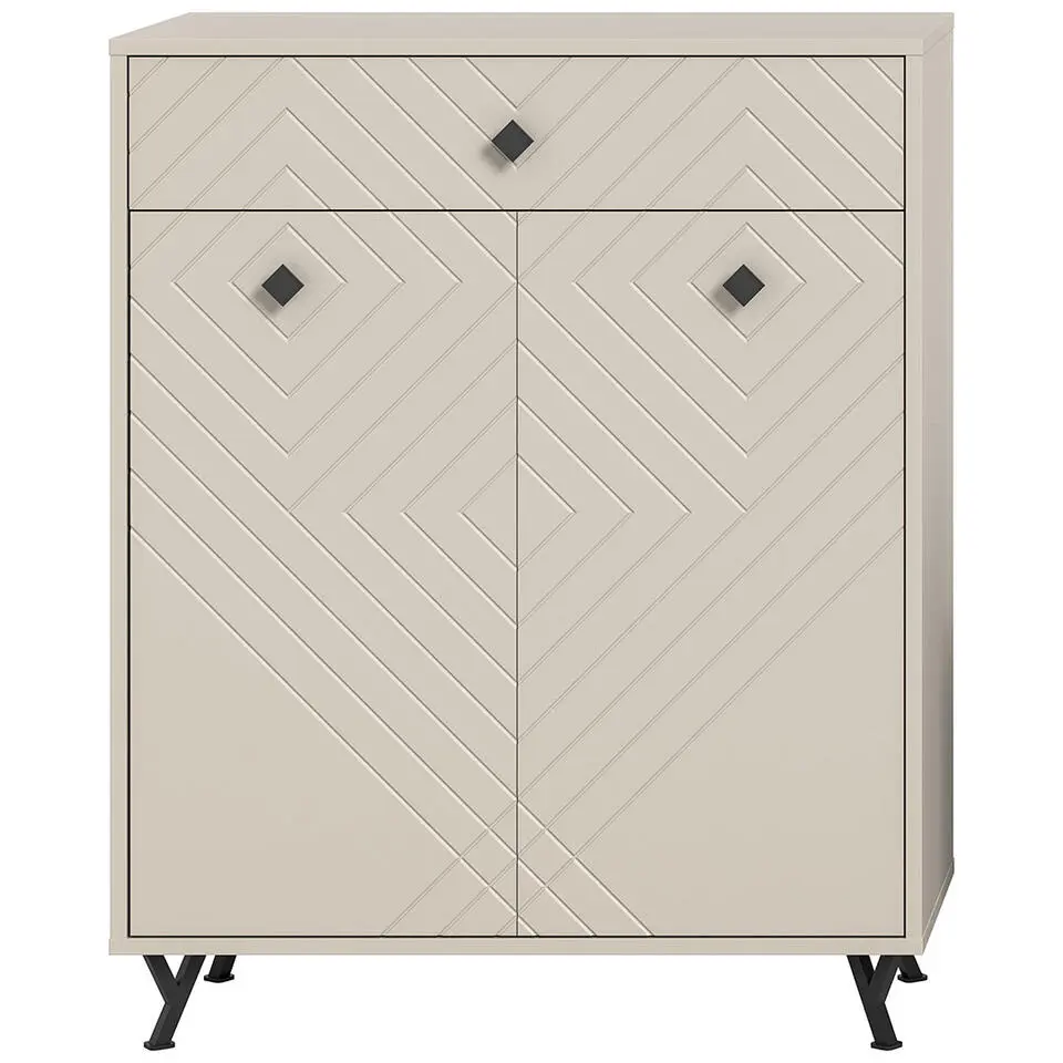 Hioshop Notes schoenenkast 2 deuren mat beige