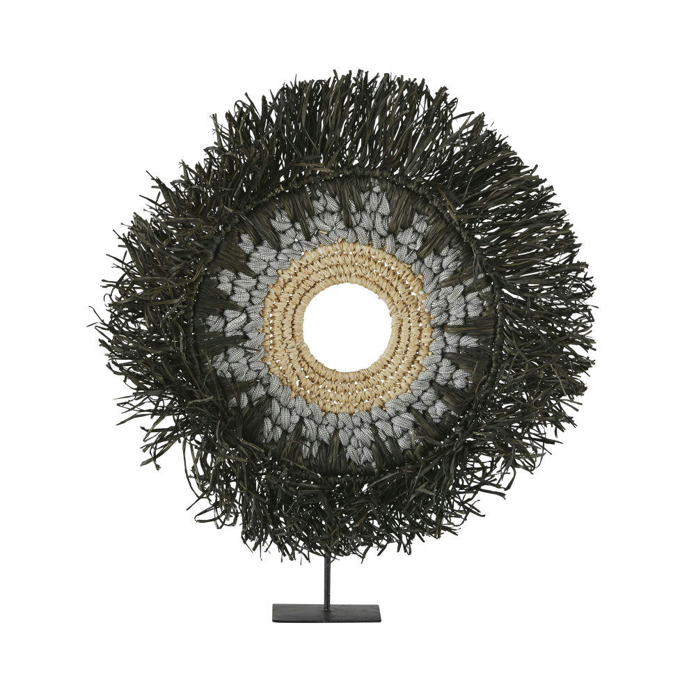 - Statuette en métal et sisal gris et noir H68