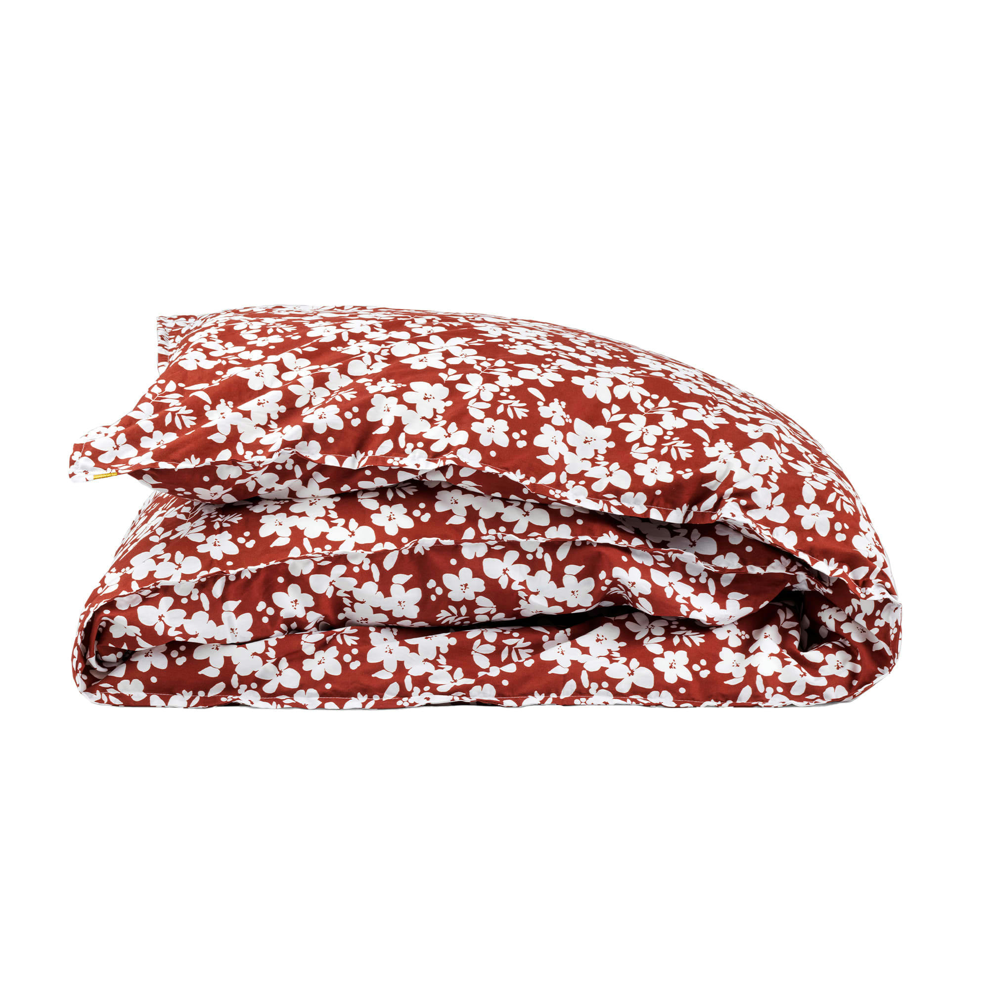 - Housse de couette en percale de coton à fleurs - rouille 240x260