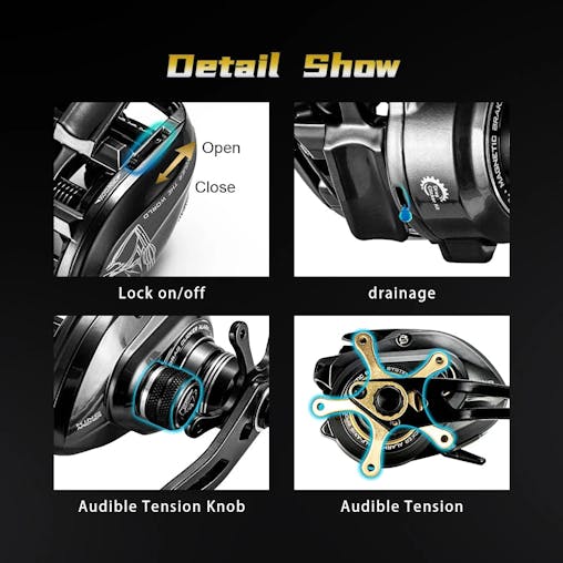 NNEOBA Right-Handed Fishing Reel 10BB Power Handle Deep Spool Black
