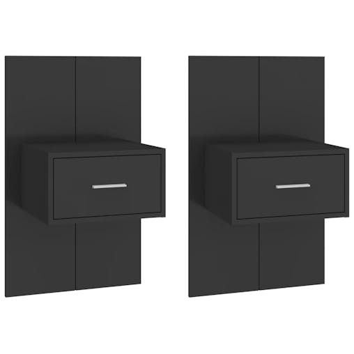 NNEVL Wall-mounted Bedside Cabinets 2 pcs Black