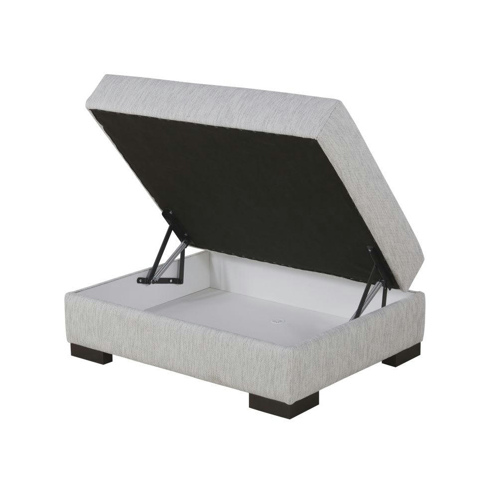 Terence - Pouf-coffre pour canapé modulable en textile recyclé gris clair chiné