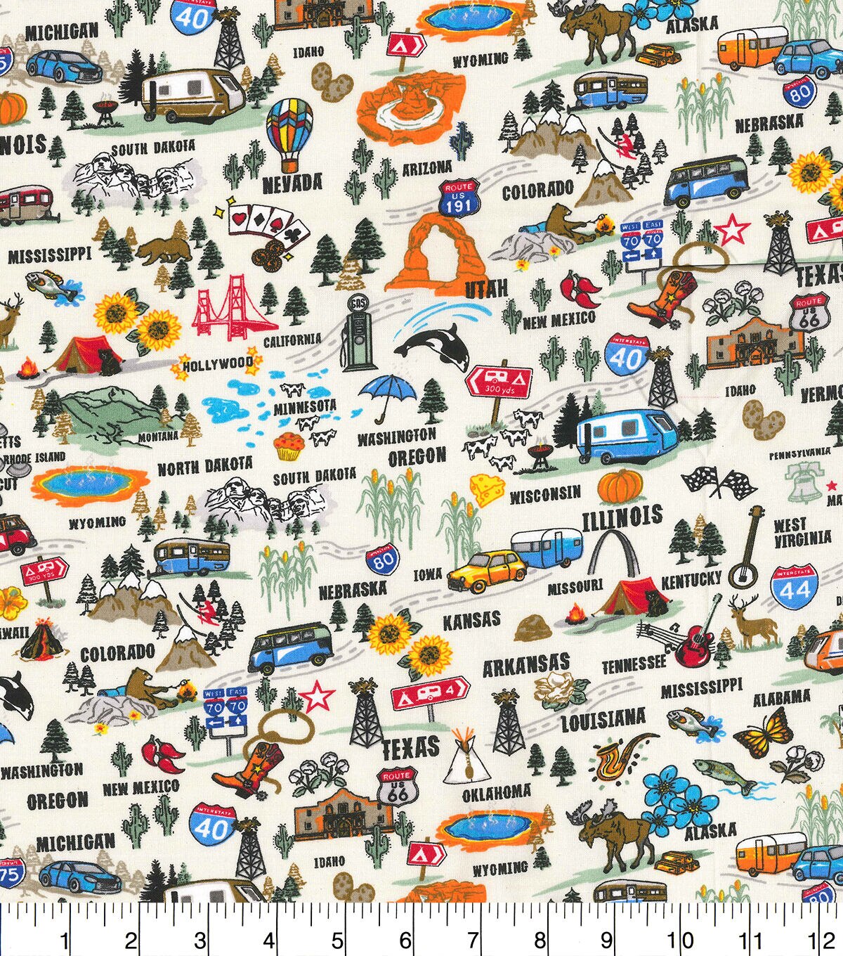 Fabric Traditions Novelty Cotton Fabric States