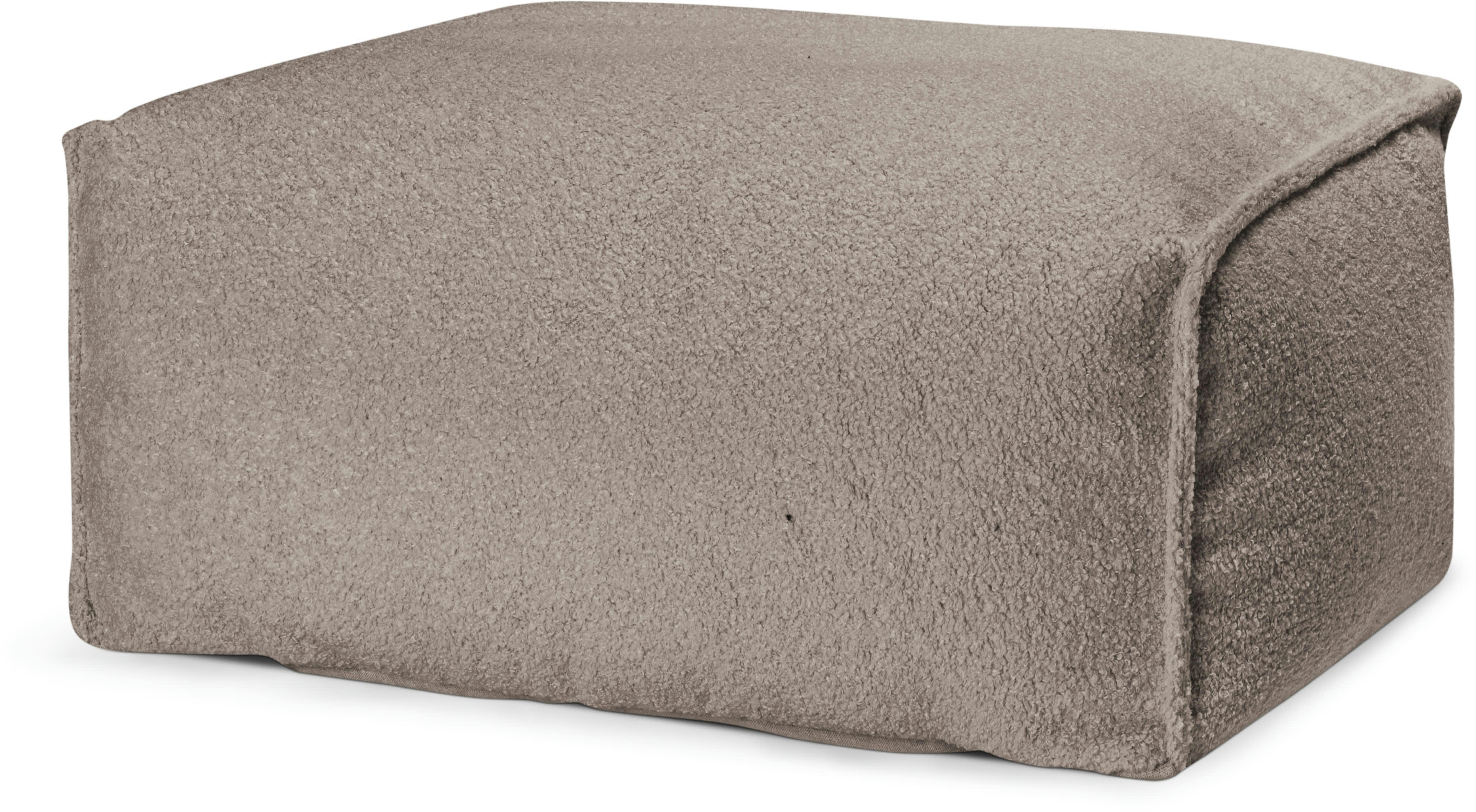WOOLY - Pouf repose pied carré fourrure douce taupe 55x65x35cm