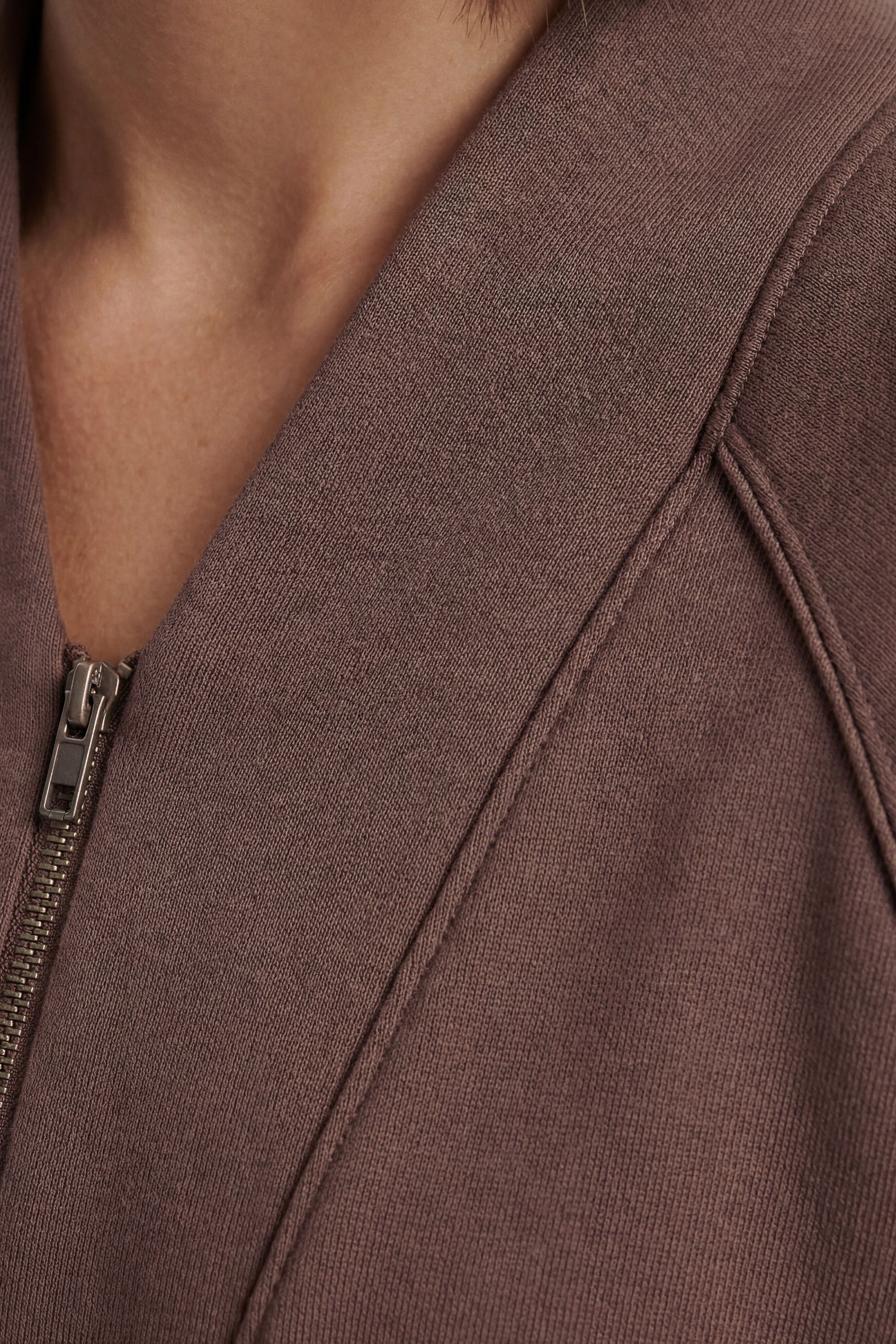 KarenMillen Premium Luxe Zip Up V Neck Sweatshirt