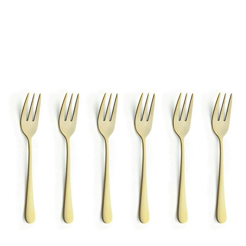 AUSTIN - Fourchette à gâteaux dorée - Lot de 6