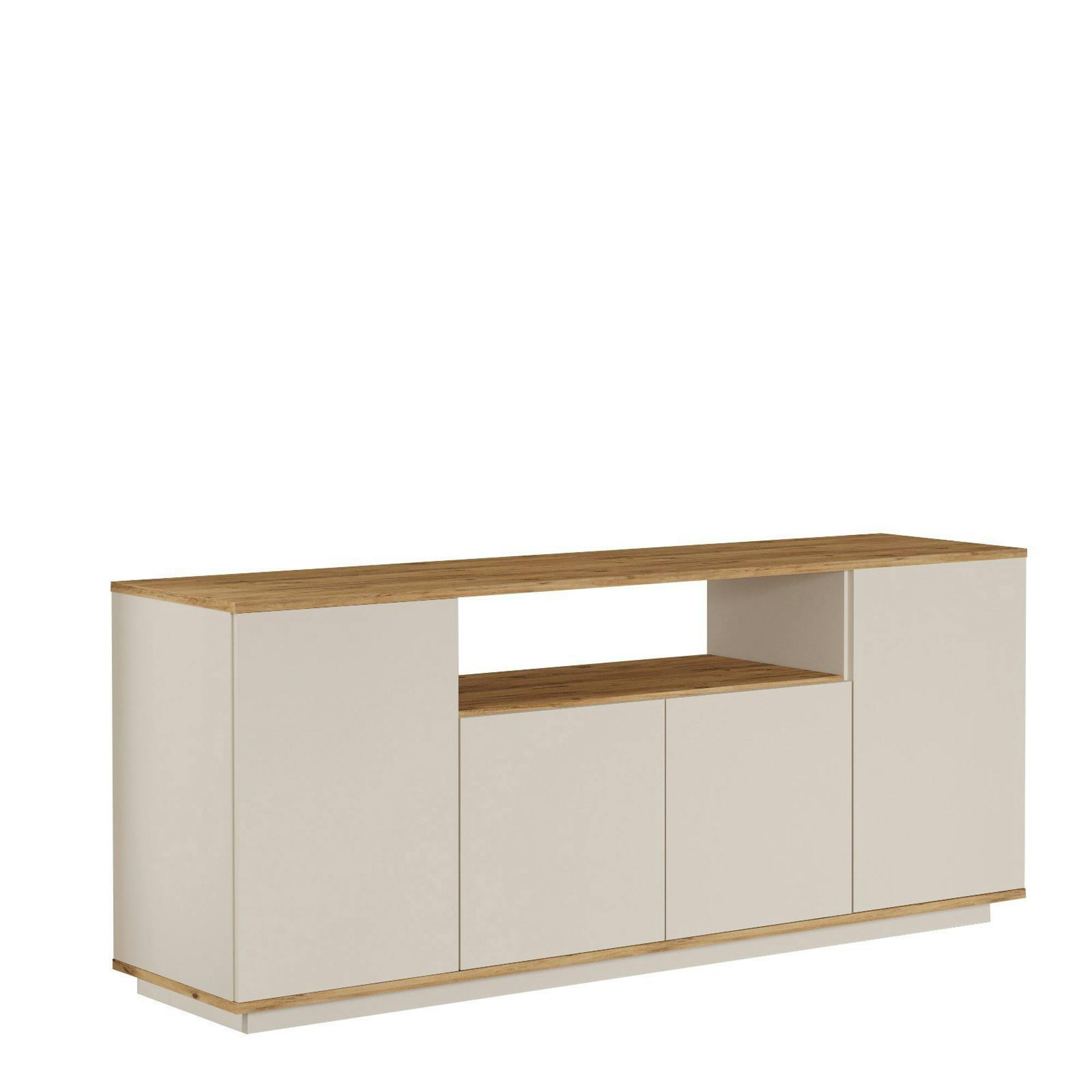 Buffet double plateau 4 portes décor pin et beige MARFA