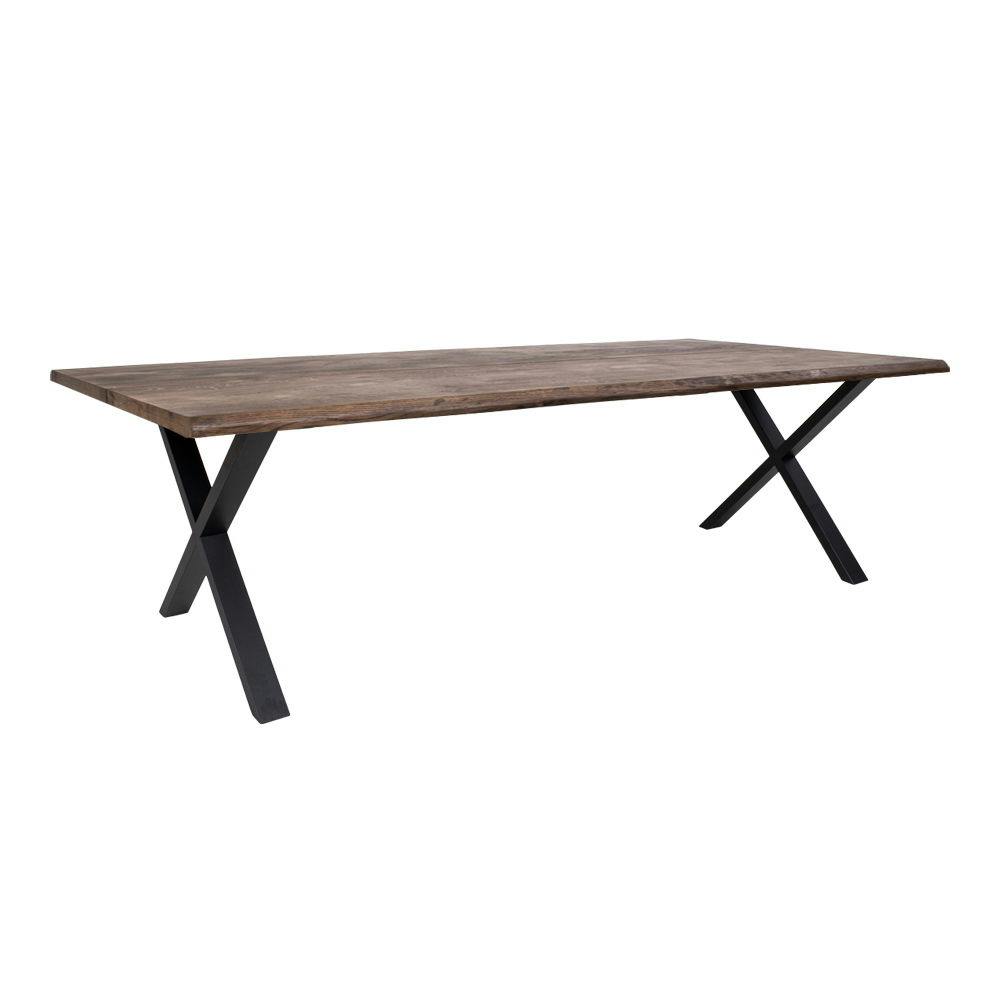 Table à rallonge en bois de chêne fumé avec bordures naturelles 300 cm SAVONE
