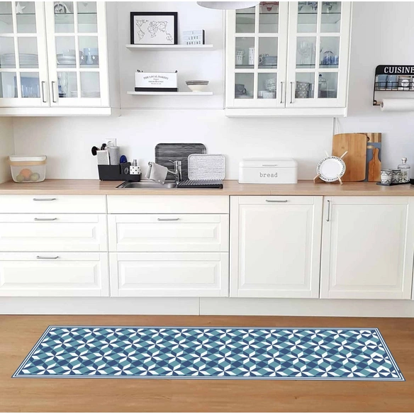 Vinyl Teppich »Napo«, BxL:255 cm x 65 cm, tuerkis|weiß|blau