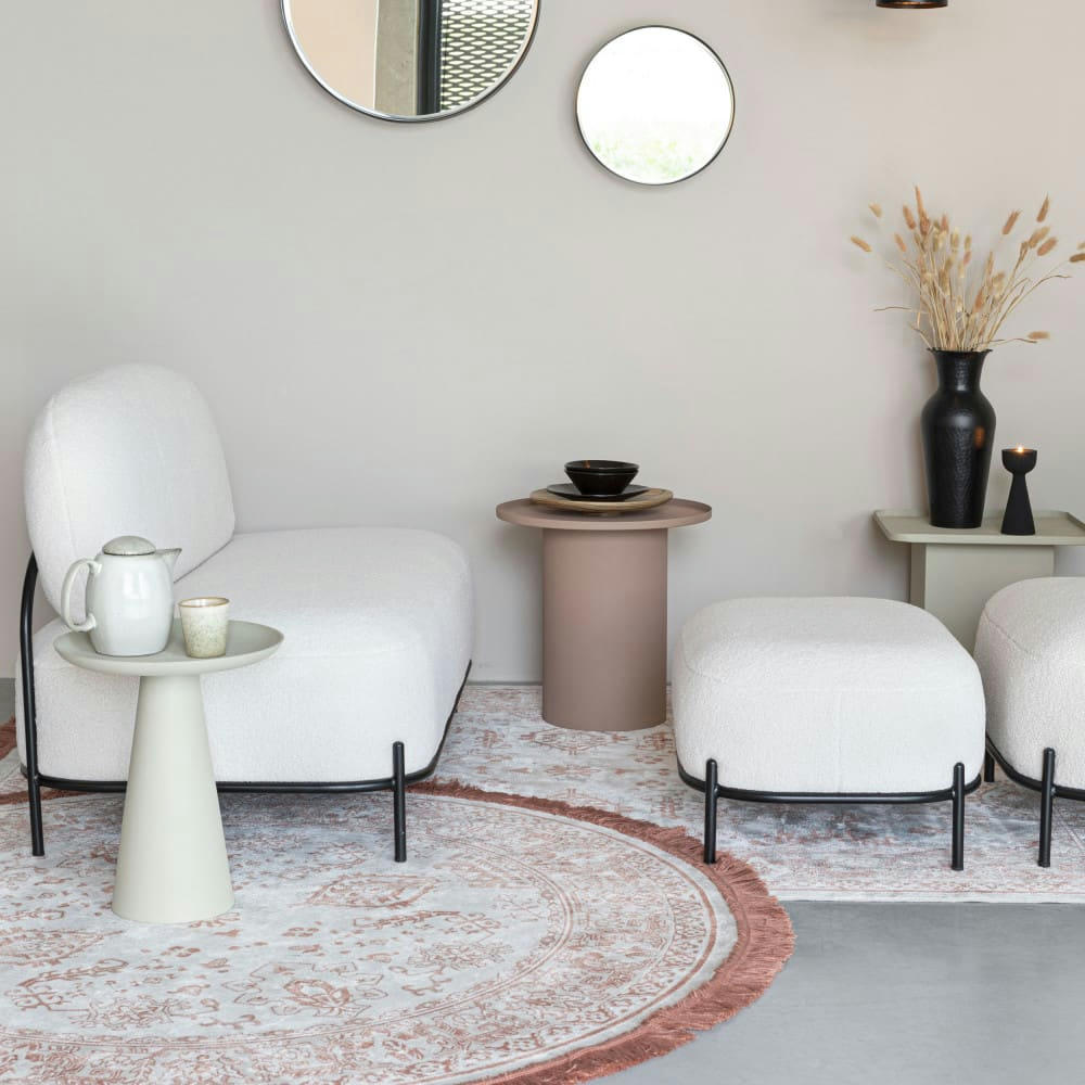 SVERRE - Table d'appoint ronde en métal D45,5cm rose