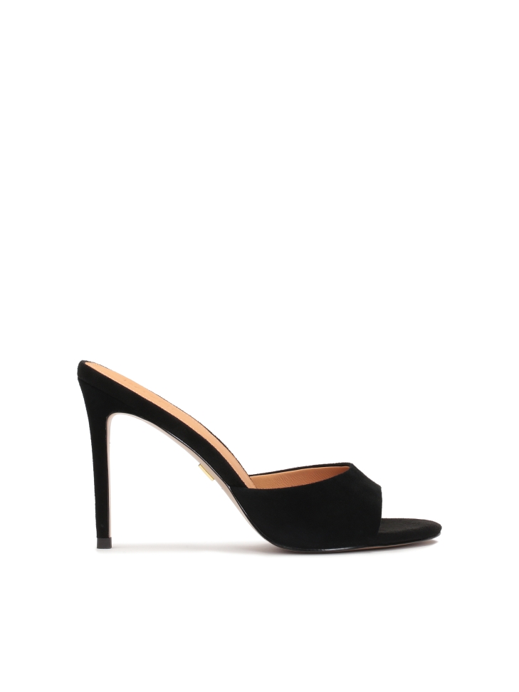 Suede black mules on a sleek heel
