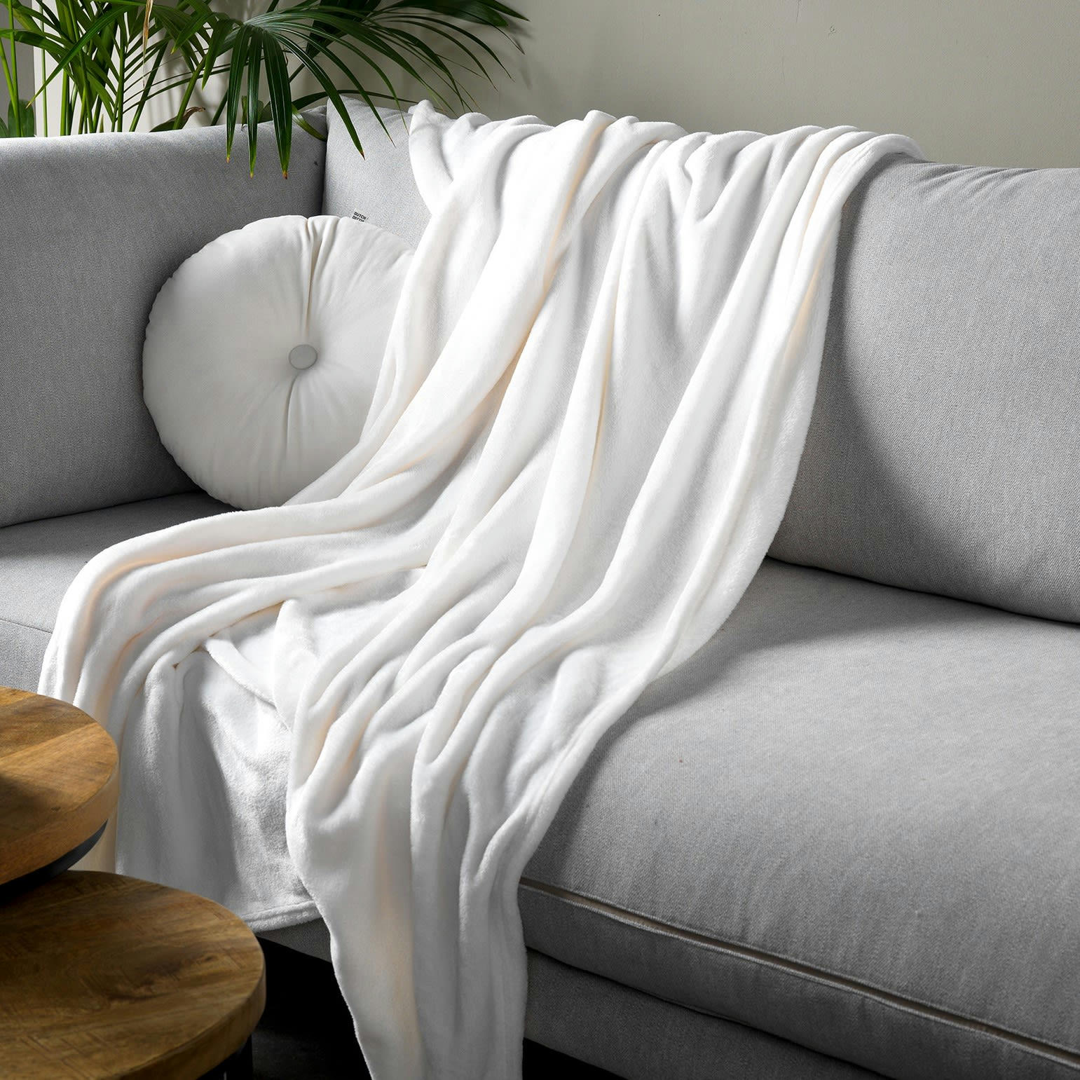 HARVEY - Plaid blanc fleece 150x200 cm uni