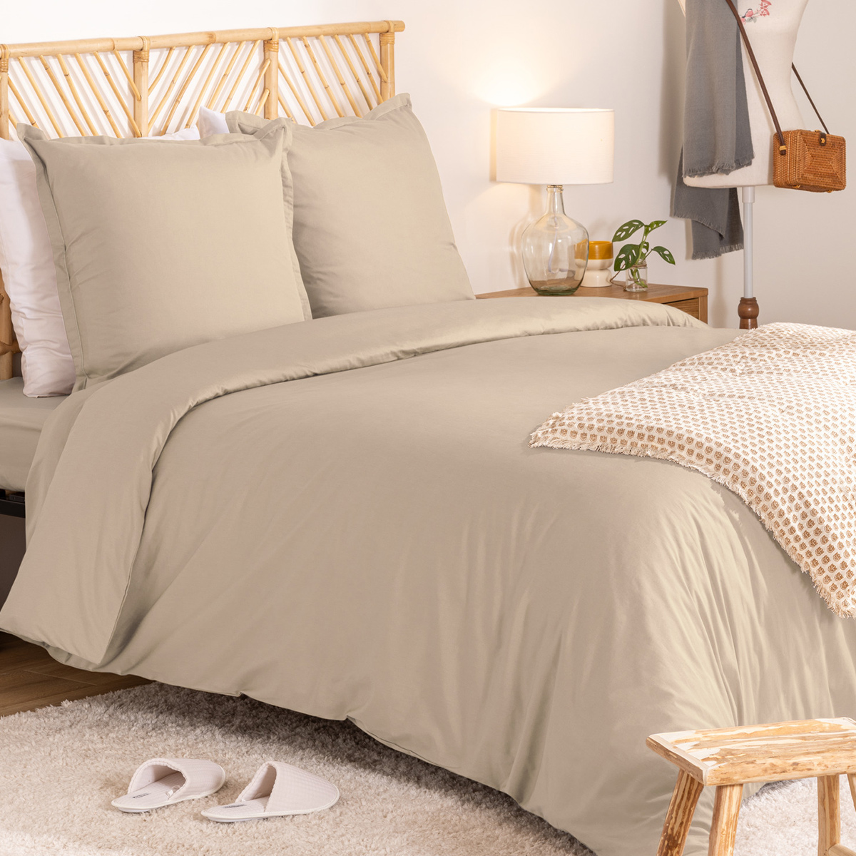 Bed linen set "Landiha" Percale, Beige, 240x220 cm