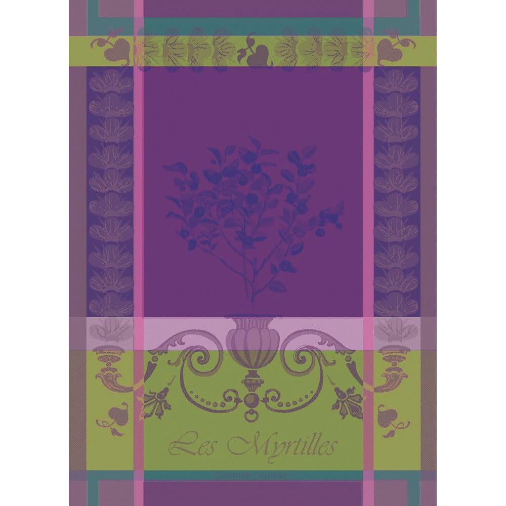 MYRTILLES VIOLET - Torchon  pur coton violet 56x77