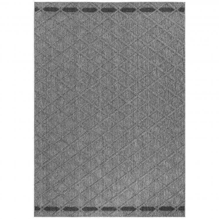 JUDE - Tapis effet jute naturel à relief stries gris 120x170cm