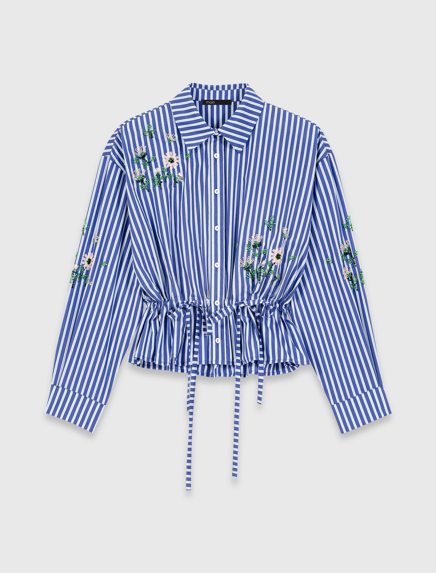 Chemise rayée courte brodée