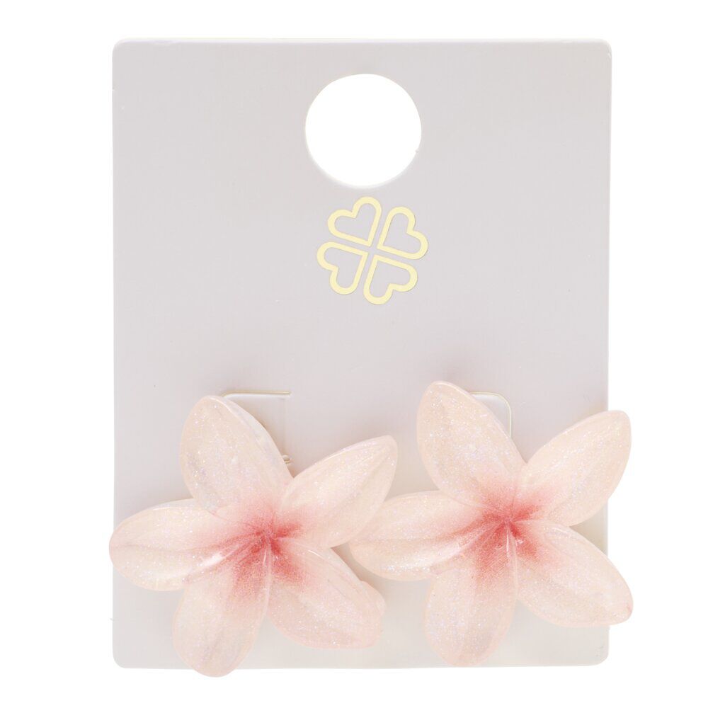 Boucles d'oreilles acrylique fleur de tiaré rose Ø2,5cm