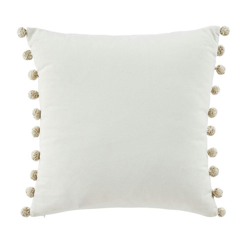 NEMO - Coussin broderie coquillage beige et écru 45x45