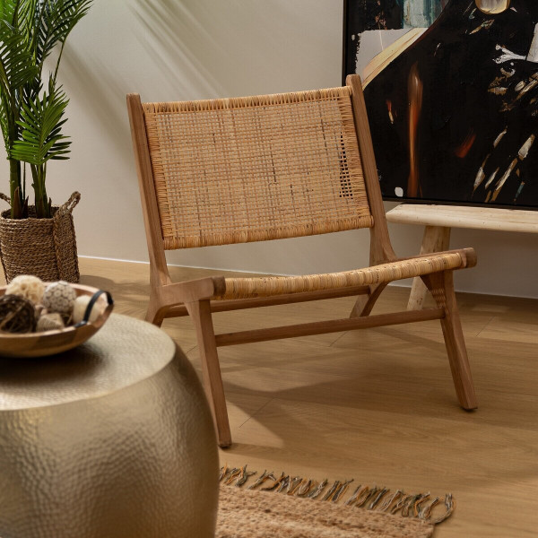 FOTEL Timor naturalny Z RATTANU I DREWNA TEAKOWEGO styl boho