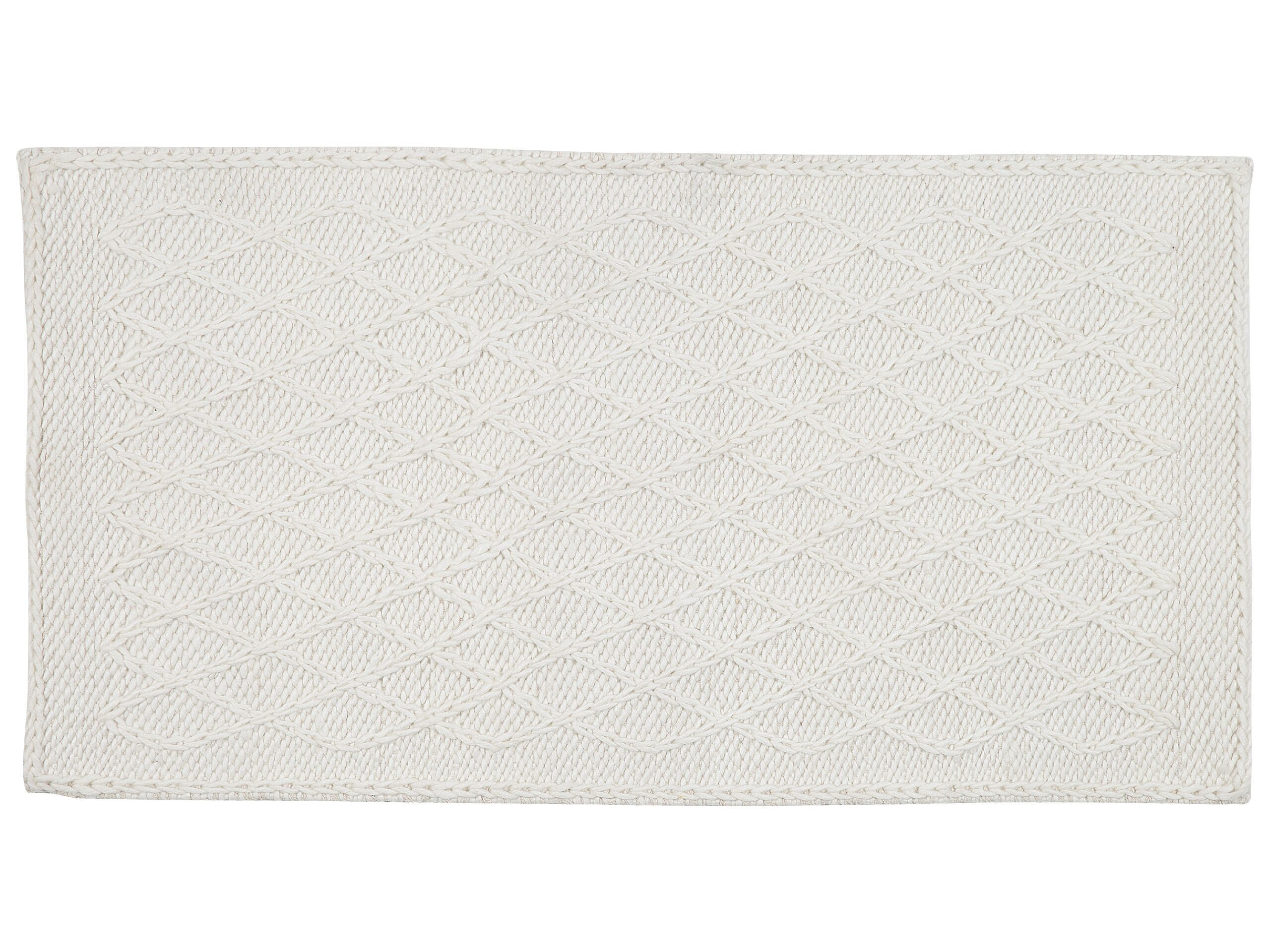 Dywan prostokątny wełniany 80x150 cm biały