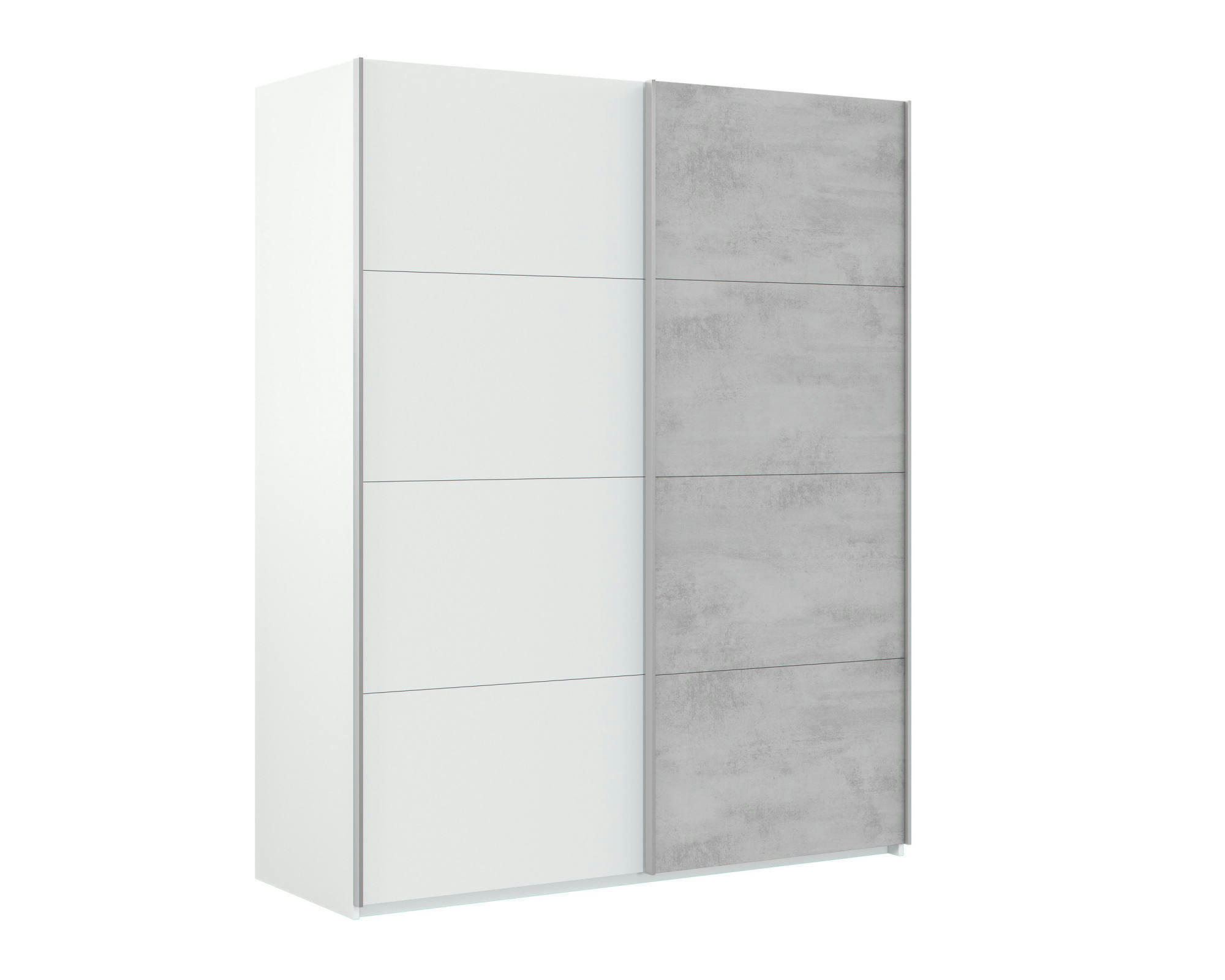 DMACE - Garde-robe 2 portes coulissantes effet bois blanc et béton